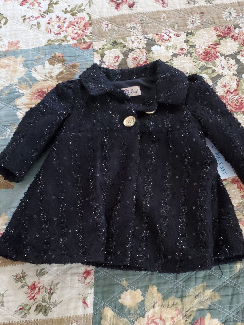 3/6month Black Sequin Trim Coat